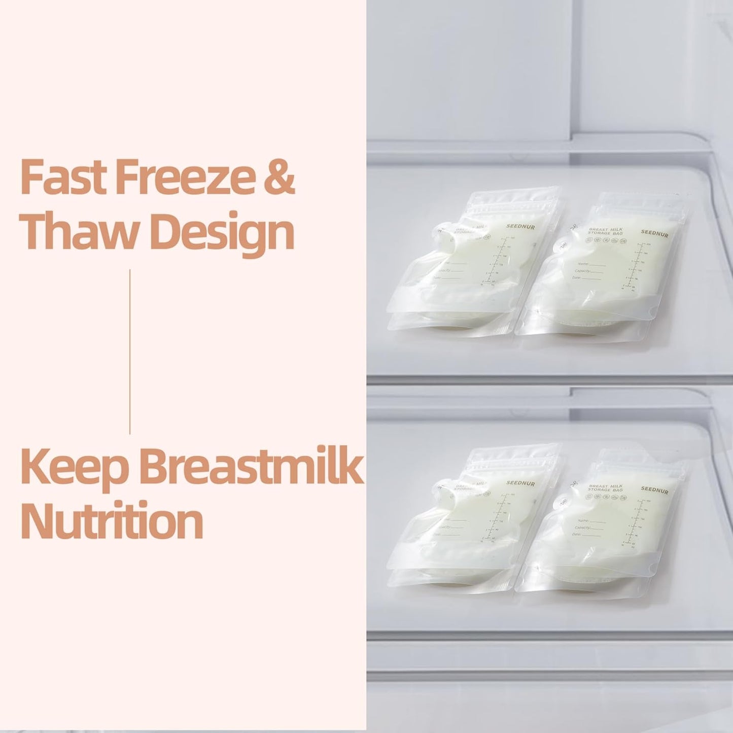 Breastmilk Storage Bags, 120 Count BPA-Free Disposable Breastmilk Freezer Bags, 220ML Baby Milk Storage Bags, Double Sealed Milk Bags, Refrigerated and Freezable