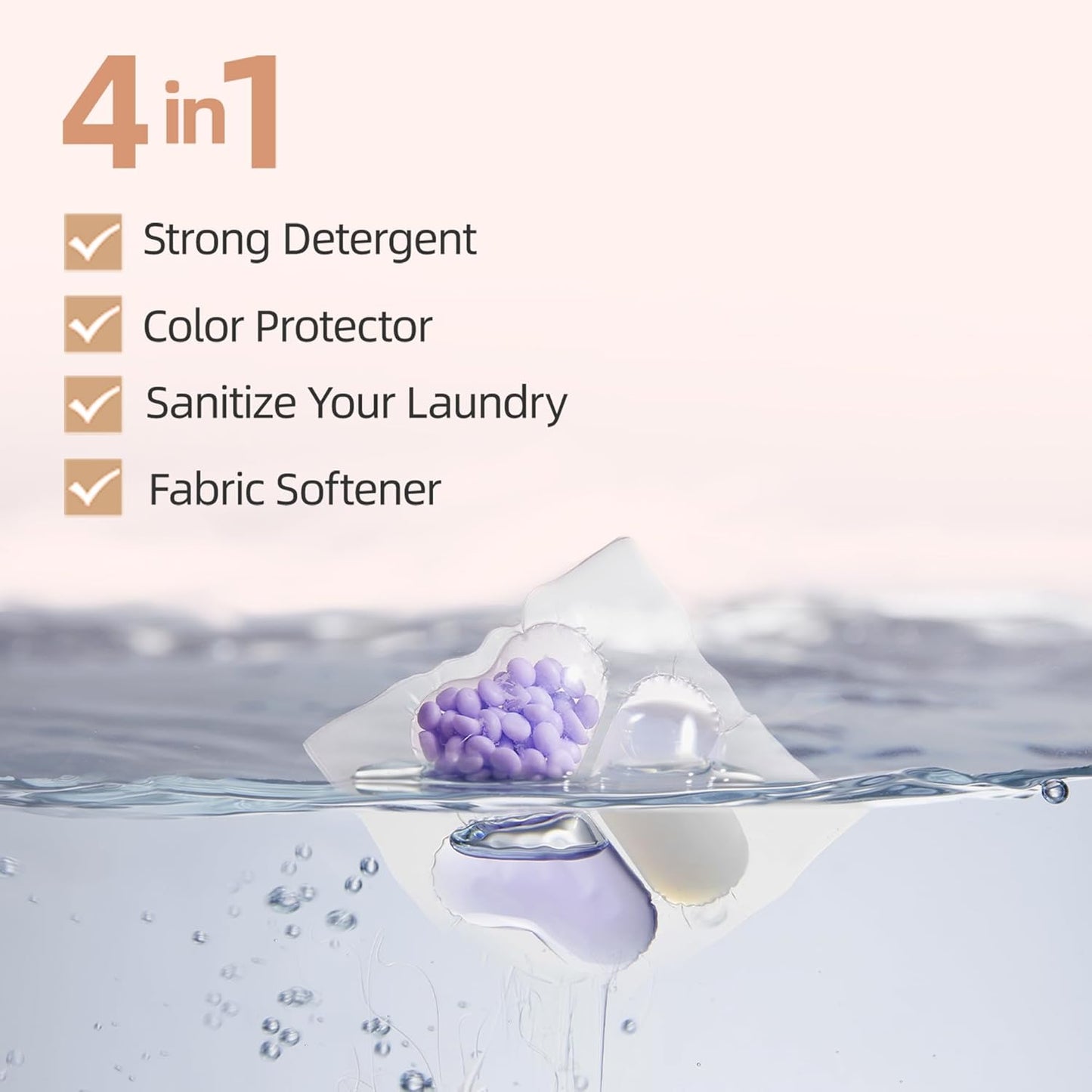 Laundry Capsules, 50 Pack 4-in-1 Washing Capsules, Powerful Stain Remover Laundry Detergent, Protects Clothes, Long Lasting Fragrance