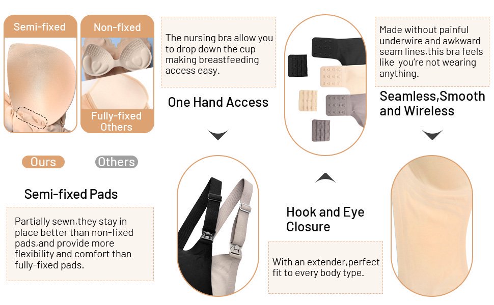 SEEDNUR Classic Ultra Soft Seamless Smooth and Wireless Women Nursing Bra Push Up Feeding Jelly Strip Technology, versatile for every occasion Pregnancy and Breastfeeding