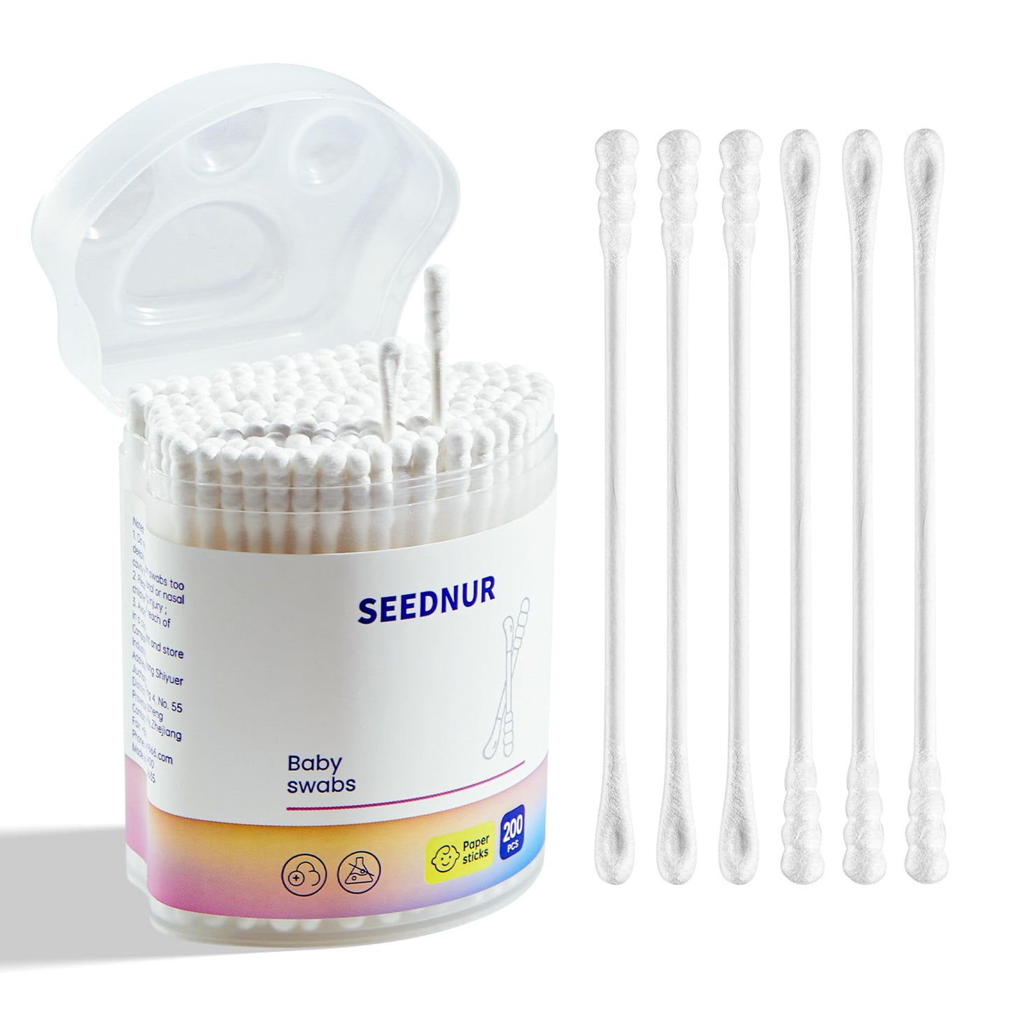Baby Cotton Swabs, Double Ended Baby Cotton Buds, Fragrance Free, Chlorine Free, Hygienic and Safety Cotton Buds for Cleaning and Disinfecting and Ladies Makeup(600 pcs/3 box)
