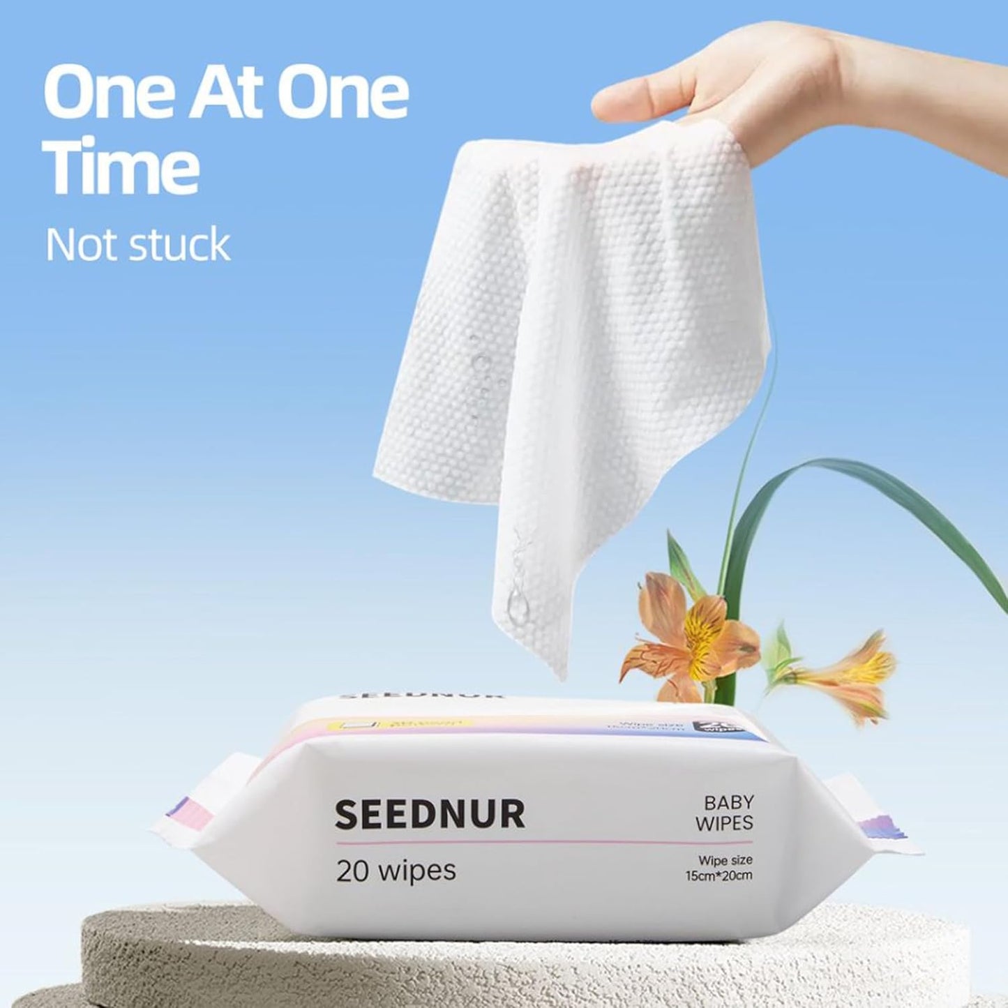 Pure Cotton Baby Water Wipes, Specially Crafted for Sensitive Skin Gentle, Eco-friendly and Suitable for Sensitive Skin Perfect for Travel and Everyday Use (20 Wipes/Bag)