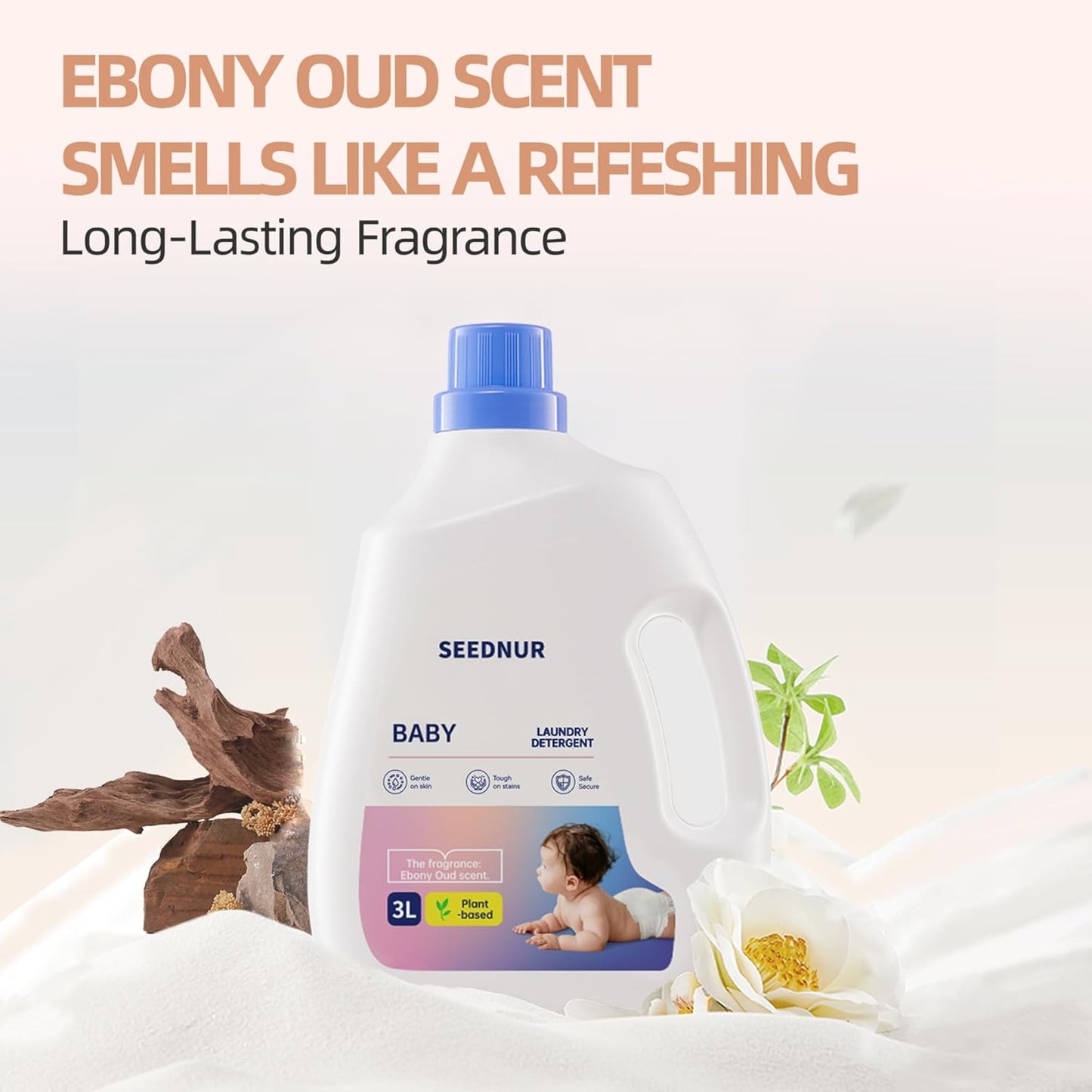 Baby Laundry Detergent, 3L Hypoallergenic Laundry Detergent, Dye and Bleach Free for Baby Clothes, Adult Clothes and Sensitive Skin