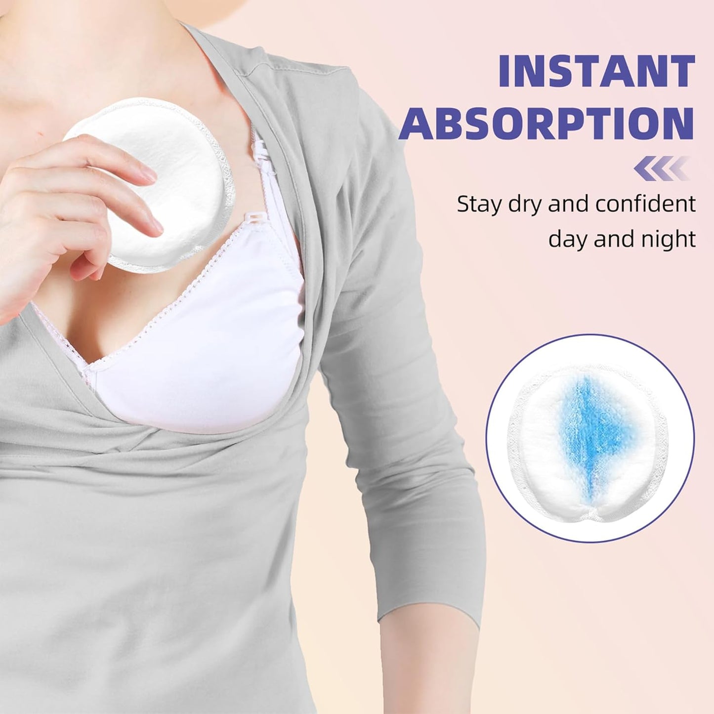 Breast Pads, 100 Disposable Breastfeeding Pads, Ultra-Thin and Breathable Disposable Breast Pads, Absorbent Breast Pads, Soft and Skin-Friendly, Suitable for Both Day and Night Use