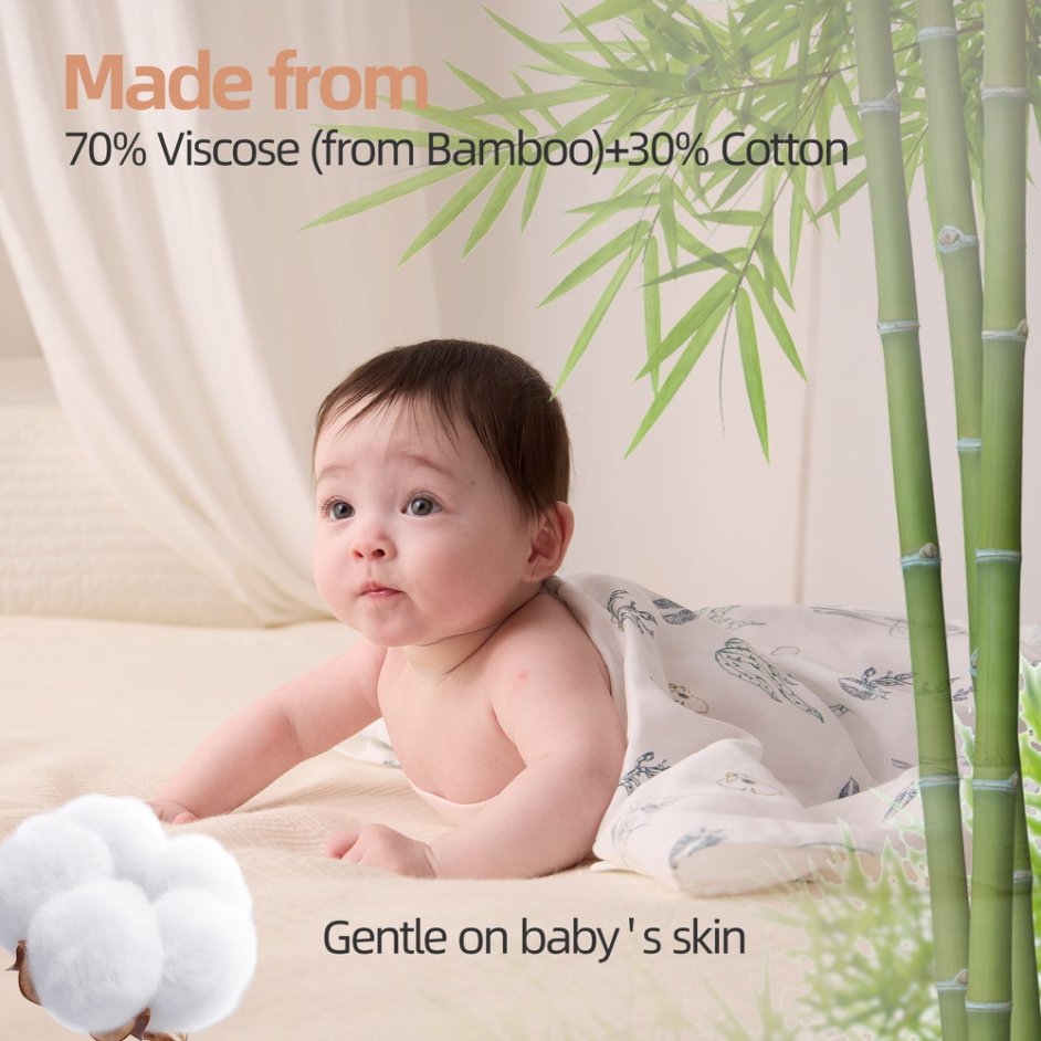 Baby Muslin Swaddle Blanket, Cozy, Absorbent, Skin-Friendly Breathable, Premium Soft Baby Infant Bath Towel Double Layer Blanket Size 47x47 / 120x120cm