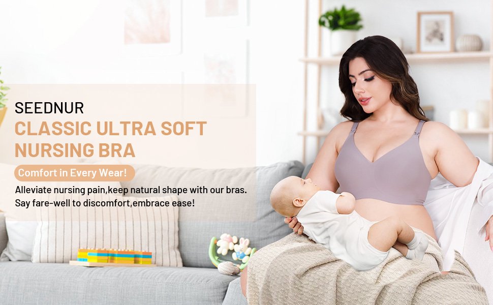 SEEDNUR Classic Ultra Soft Seamless Smooth and Wireless Women Nursing Bra Push Up Feeding Jelly Strip Technology, versatile for every occasion Pregnancy and Breastfeeding