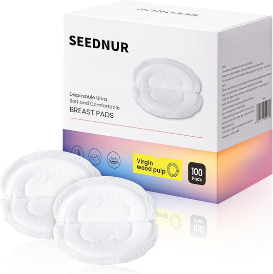 Breast Pads, 100 Disposable Breastfeeding Pads, Ultra-Thin and Breathable Disposable Breast Pads, Absorbent Breast Pads, Soft and Skin-Friendly, Suitable for Both Day and Night Use