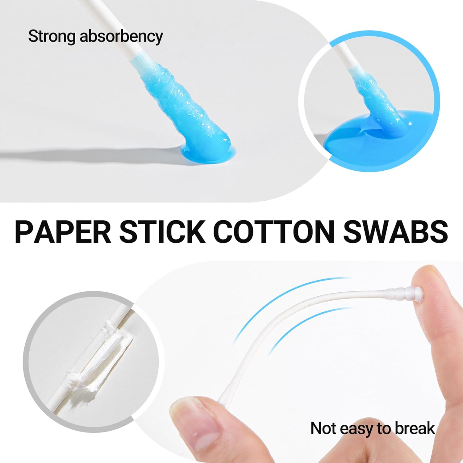 Baby Cotton Swabs, Double Ended Baby Cotton Buds, Fragrance Free, Chlorine Free, Hygienic and Safety Cotton Buds for Cleaning and Disinfecting and Ladies Makeup(600 pcs/3 box)