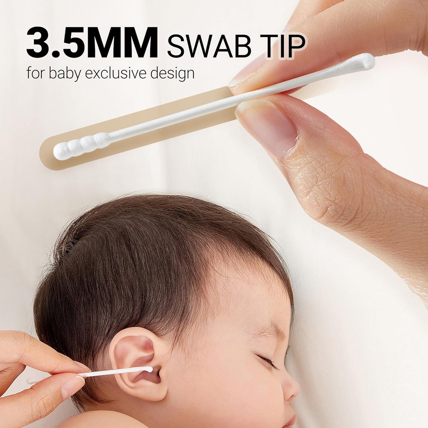 Baby Cotton Swabs, Double Ended Baby Cotton Buds, Fragrance Free, Chlorine Free, Hygienic and Safety Cotton Buds for Cleaning and Disinfecting and Ladies Makeup(600 pcs/3 box)